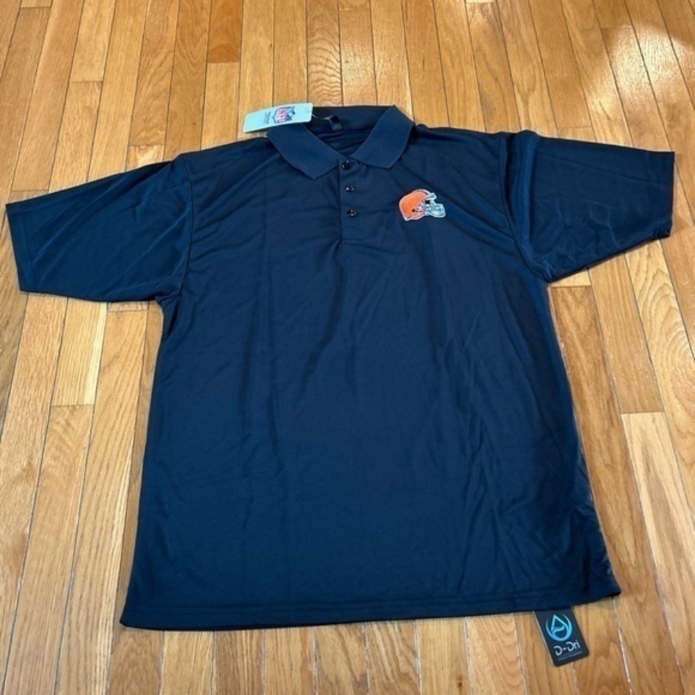 New NWT NFL Cleveland Browns Short Sleeve Polo Shirt Men’s Large Black Logo